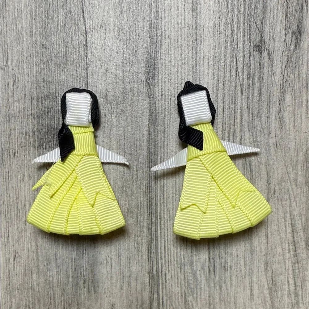 Yellow Ribbon Doll Hair Clips